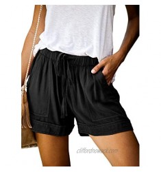 Elapsy Womens Casual Drawstring Elastic Waist Summer Shorts with Pockets S-2XL