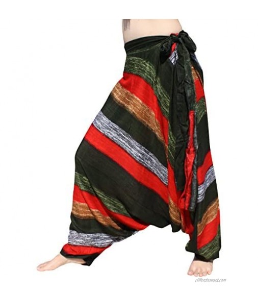 Full Funk Baggy Side Tied Waist Mao Hill Tribe Harem Pants in Mixed Artworks