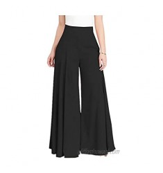 N\P Solid Pants Women's Wide Leg Pants Casual Zipper High Waist Length