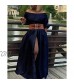 acelyn Women's Casual Sexy Off Shoulder Button Down Loose High Slit Solid Long Maxi Dress Summer Clubwear