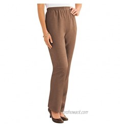 Alfred Dunner Pants – Comfortable Straight Leg Pull-on Pants for Women Taupe 16 Petite