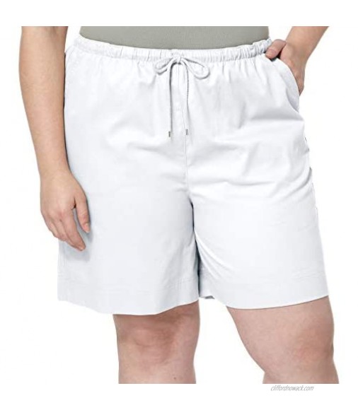 Coral Bay Plus The Everyday Pull On Drawstring Shorts 2X White