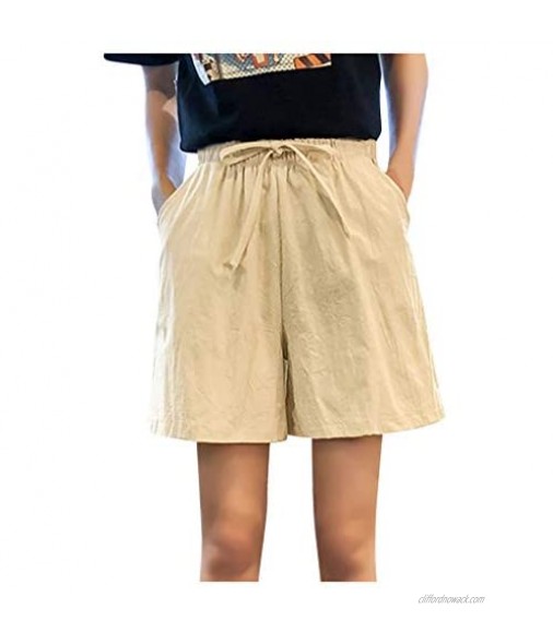 Fankle Women's Casual Elastic Waist Shorts Comfy Bermuda Shorts with Drawstring