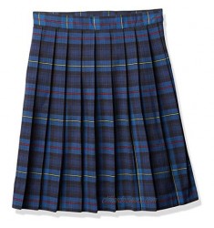 French Toast Women's Mid Length Pleated Skirt  Blue & Red Plaid  13