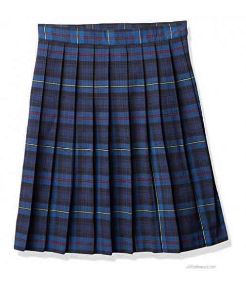French Toast Women's Mid Length Pleated Skirt Blue & Red Plaid 13