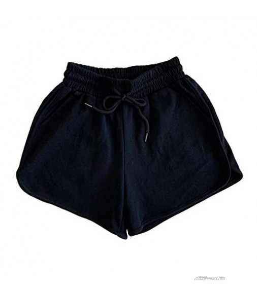 HCNTES Womens Shorts for Summer Women's Comfy Drawstring Casual Elastic Waist Pocketed Shorts Beach Shorts