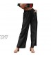 Lghxlxry Women's Casual Elastic Waist Drawstring Wide Leg Loose Fit Cotton Pants with Pockets