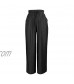 Lghxlxry Women's Casual Elastic Waist Drawstring Wide Leg Loose Fit Cotton Pants with Pockets