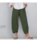 Lghxlxry Women's Casual Elastic Waist Wide Leg Loose Patchwork Cropped Pants Lounge Trousers with Pocket