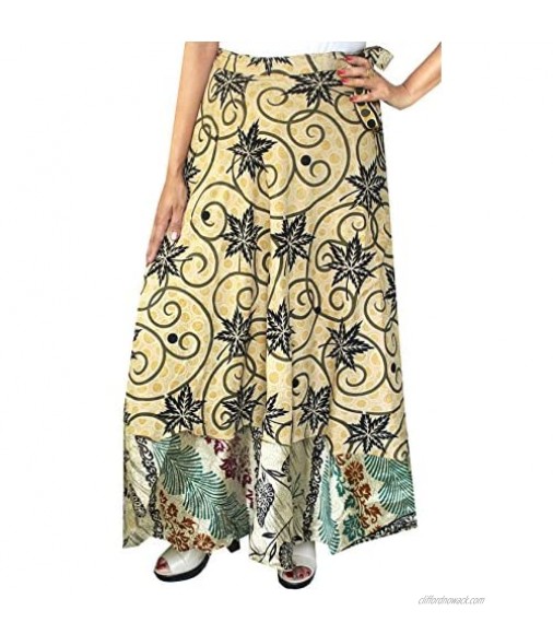 Maple Clothing Two Layers Women's Indian Sari Magic Wrap Around Long Skirt