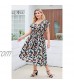 Nemidor Women's Deep V-Neckline Sleeveless Vintage Plus Size Floral Print Summer Casual Maxi Long Dress NEM234