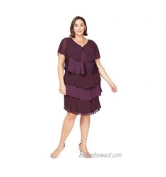 S.L. Fashions Women's Plus Size Short Sleeve Pebble Tier Dress