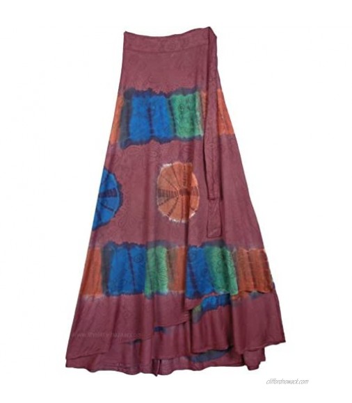 TLB - Long Wrapper Skirt in Viscose with Tie Dye - L:38; W:Free Size Wrap Rose