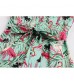 Wellwits Women's Tropical Leaf Flamingo Hepburn 1950s Vintage Swing Dress