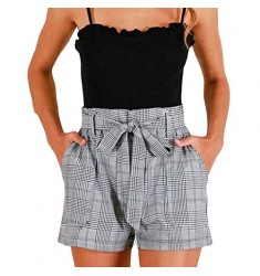Women Stripe Pocket Loose Hot Pants Lady Summer Beach Shorts Trousers（Gray XL）