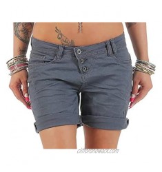 Women's Casual Shorts Solid Color Slim Zipper Closure Mid-Rise Cotton Hot Pants