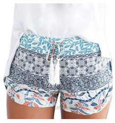 Women's Printed Casual Shorts Drawstring Waist Summer Beach Hot Shorts Printed Loose Comfy Lounge Short Pants