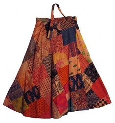Yoga Trendz Missy Plus Vintage Ethnic Bohemian Cotton Patchwork Wrap Around Maxi Long Skirt