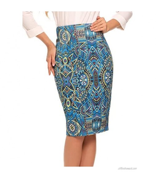 Zeagoo Womens Floral Print Pencil Midi Skirts for Office Wear
