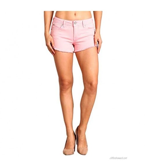 Celebrity Pink Women's Mid Rise Frayed Slit Hem Shorts