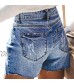 JPOQW Distressed Jean Shorts for Women Summer Button Down Denim Fray Hem Short Jeans with Pocket