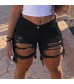 POTO Denim Shorts for Women Cutout Ripped Distressed Short Jeans Pants Destroyed Casual Summer Hot Pants Trousers