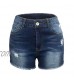 Wallity Jean Shorts for Women High Waisted Distressed Ripped Denim Shorts with Pockets #04-Dark Blue Large