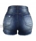 Wallity Jean Shorts for Women High Waisted Distressed Ripped Denim Shorts with Pockets #04-Dark Blue Large