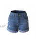 Women's Casual Denim Shorts Frayed Raw Hem Ripped Jeans Shorts Mid Rise Stretchy Short Jean Casual Summer Short Jeans (Medium Light blue)