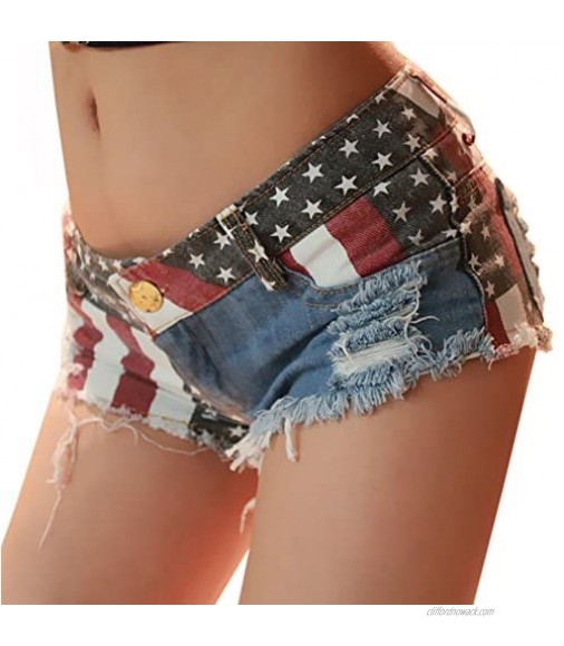 Yollmart Women's Sexy Club Burr Ripped Hole Cut Off Destroyed Ripped Jeans Denim Shorts
