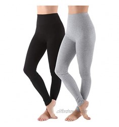 AEKO Women's Thick Yoga Soft Cotton Blend High Waist Workout Leggings with Tummy Control Compression