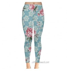 CowCow Womens Retro Roses Lace Floral Sexy Pattern and Girly Flamingo Bird Stretch Leggings XS-5XL