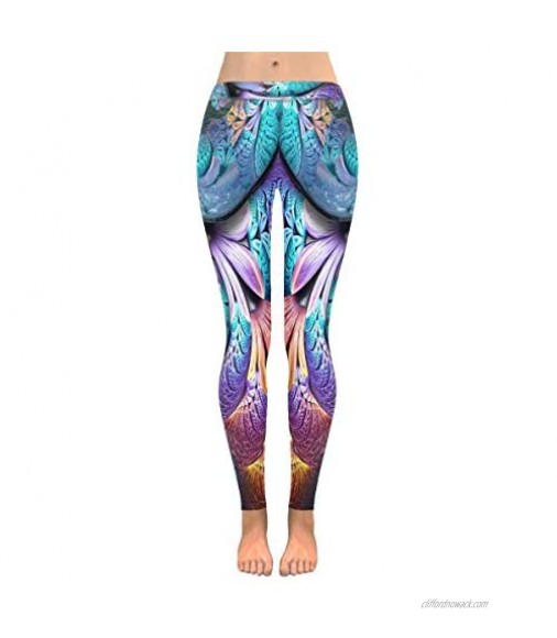 InterestPrint Abstract 3D Fractal Mosaic Artwork Stretchy Capri Leggings Skinny Yoga Pants Regular & Plus Sizes 2XS-5XL