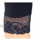Liang Rou Women's Ultra Thin Stretch Cropped Leggings Black Lace Trim 2-Pack