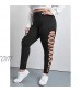 SOLY HUX Women's Plus Size Elastic High Waisted Leggings Criss Cross Cut Out Skinny Pants