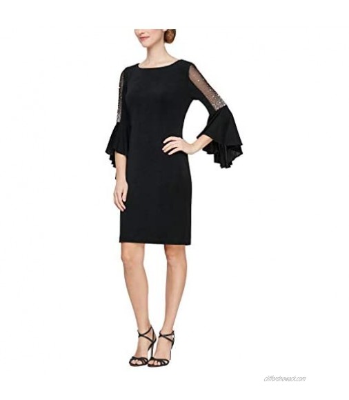 Alex Evenings Women's Short Shift Dress with Embellished Illusion Detail