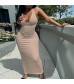 AZONG Women's Sexy Ribbed V Neck Bodycon Dress Sleeveless Tank Maxi Party Dress