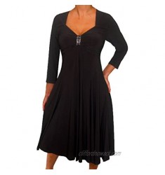 Funfash Plus Size Women Long Sleeves Empire Waist A Line Midi Dress Made in USA