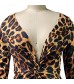 kaimimei Women's Sexy Deep V-Neck Long Sleeve Leopard Print Snake Fashion Slim Long Dresses