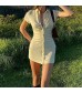 Luckinbaby Women Cutout Button Down Bodycon Mini Dress Collared Velvet Shirt Dress Lapel Ruched Dresses Y2k Clubwear