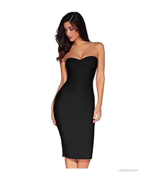meilun Women's Knee Length Strapless Bandage Bodycon Party Dress