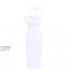 UONBOX Women's Sexy Lace Spliced Backless Spaghetti Strap Halter Cocktail Party Bandage Dress