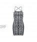 WEEPINLEE Women's Sexy Spaghetti Straps Cross Open Back Snakeskin Print Bodycon Cocktail Party Club Dresses