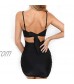 Women Adjustable Straps Mustard Mini Bodycon Dress Sleeveless Sexy Backless Long Tie Up on Back Party Dress