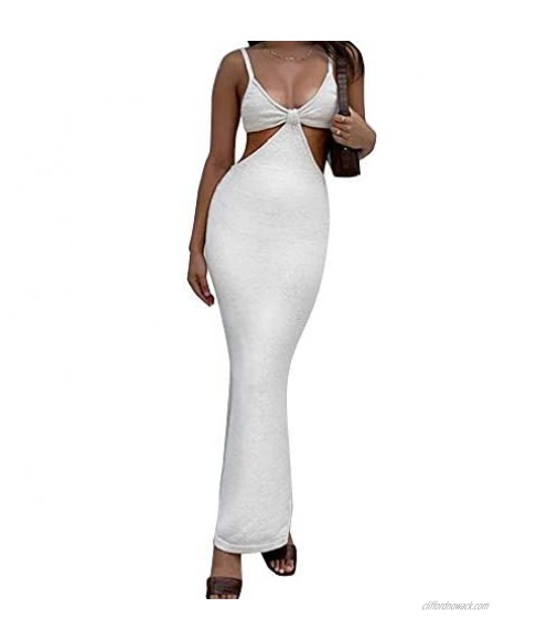 Women's Sexy Cut Out Bodycon Dress Summer Halter Knitted Beachwear Party Cocktail Maxi Long Dresses