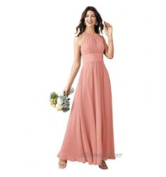 Alicepub Halter Chiffon Bridesmaid Dresses Long Formal Party Dress for Women Special Occasion