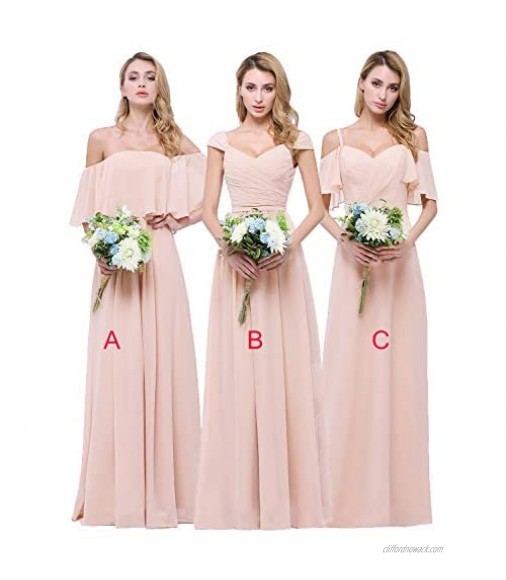 CLOTHKNOW Chiffon Bridesmaid Dresses Long for Women Girls to Wedding Party Gown