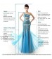 Datangep Women's Lace Appliques Floor Length Bridesmaid Dress Beaded Bodice A-line Dresses