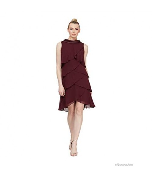 Jewel-Strap Tiered Cocktail Party Dress (Petite and Regular)
