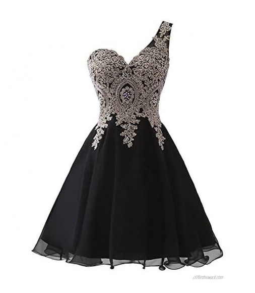 Kivary Short Beaded Gold Lace Prom Dress Homecoming Cocktail Party Gowns